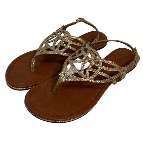 COACH & FOUR Gold Metallic Summer Cruise Thong Sandal SZ 9 - Picture 1 of 9